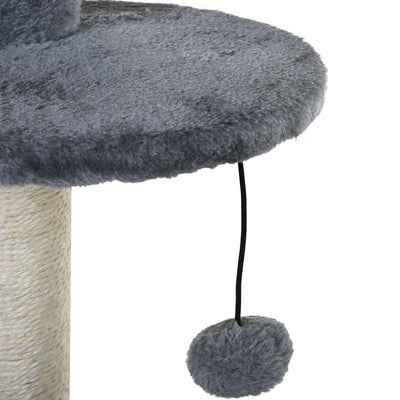 PawHut 100cm Cat Tree for Indoor Cats, Cat Tower Condo for Kittens with Cat House Sisal Scratching Posts, Hanging Ball Toys, Perches - Grey 