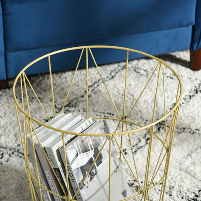 HOMCOM Set of 2 Nesting Side Tables with Storage, Round End Tables Coffee Tables with Steel Frame and Removable Round Top, for Living Room, bedroom, office, White 