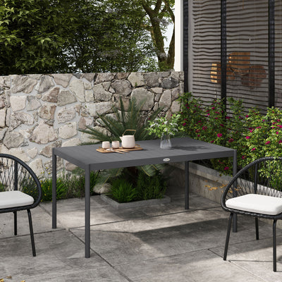 Outsunny Six-Seater Outdoor Table with Slatted Aluminium Top and Steel Legs 