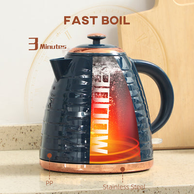 HOMCOM 3kW Rapid Boil Honeycomb Kettle - Dark Blue 