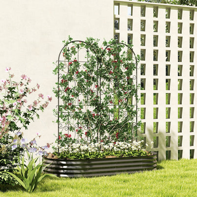 Outsunny Set of 2 Metal Garden Trellis, Decorative Trellis Panels for Climbing Outdoor Plants, Vegetables, Vines, Flowers, 150 x 50 cm, Scrollwork Design 
