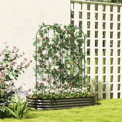 Outsunny Set of 2 Metal Garden Trellis, Decorative Trellis Panels for Climbing Outdoor Plants, Vegetables, Vines, Flowers, 150 x 50 cm, Scrollwork Design 