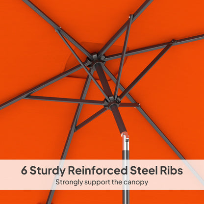 Outsunny 3x2m Patio Parasol Garden Umbrellas Canopy with Aluminium Tilt Crank Rectangular Sun Shade Steel, Orange 