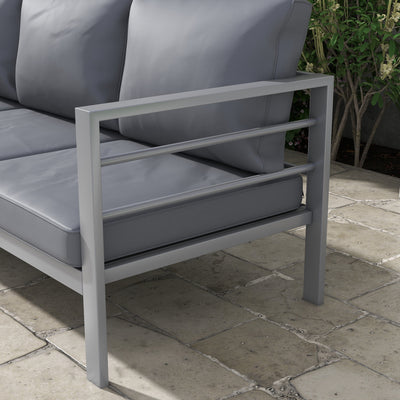Outsunny Aluminium Three-Seater Garden Bench, with Cushions - Grey 