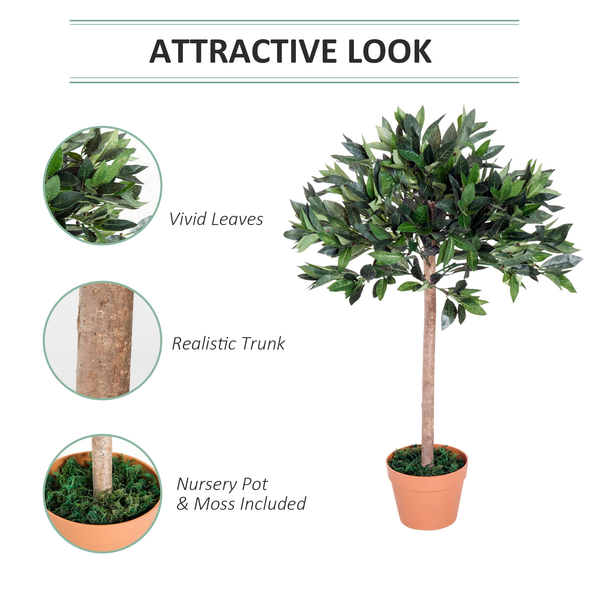 Outsunny 3ft Artificial Olive Tree Indoor Plant Greenery for Home Office Potted in An Orange Pot 