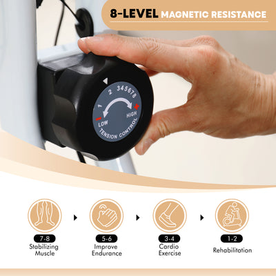 SPORTNOW Folding and Quiet Exercise Bike with 8-Level Magnetic Resistance and Heart Rate Sensor, for Home Gym, Black and White 