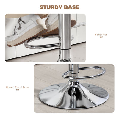 HOMCOM PU Leather Upholstered Swivel Bar Stool, Height Adjustable with Back, Armrest, Footrest, Coffee 