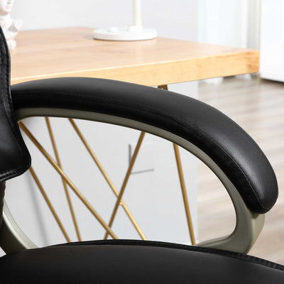 HOMCOM Home Office Chair High Back Computer Desk Chair with Faux Leather Adjustable Height Rocking Function Black 