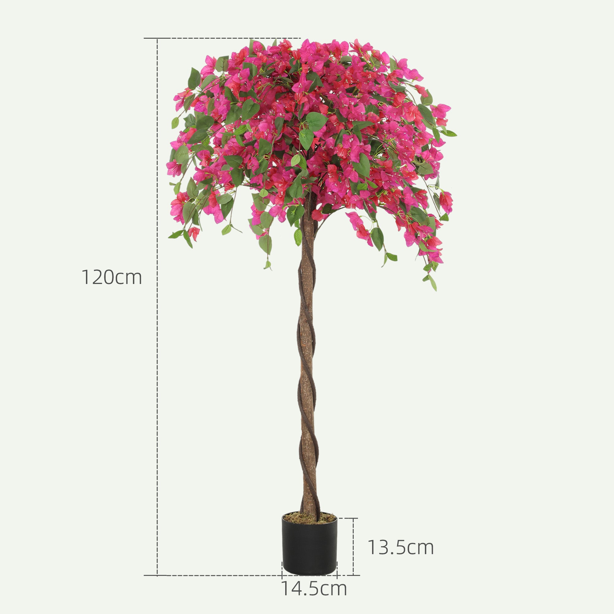 HOMCOM Set of 2 Decorative Artificial Plants, Murraya Flowers in Pots, Fake Plants for Home Indoor Decor, 120cm, Purple and Red 