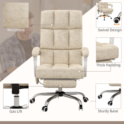 Vinsetto Massage Office Chair, Ergonomic Desk Chair, Comfy Work Study Chair with Heat, Padded Seat, 135\'c2\'b0 Reclining Back and Footrest for Home Office, Beige