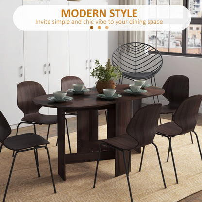 HOMCOM Folding Dining Table, Drop Leaf Table for Small Spaces, Oval Tabletop for Dining Room, Chocolate Wood Effect 