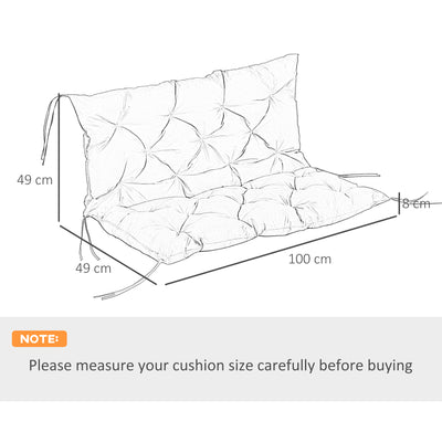 Outsunny 2 Seater Bench Cushion, Garden Chair Cushion with Back and Ties for Indoor and Outdoor Use, 98 x 100 cm, Black 