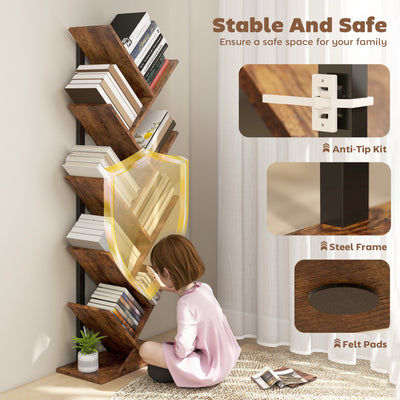 HOMCOM Eight-Section Tree Bookcase - Wood-Effect 