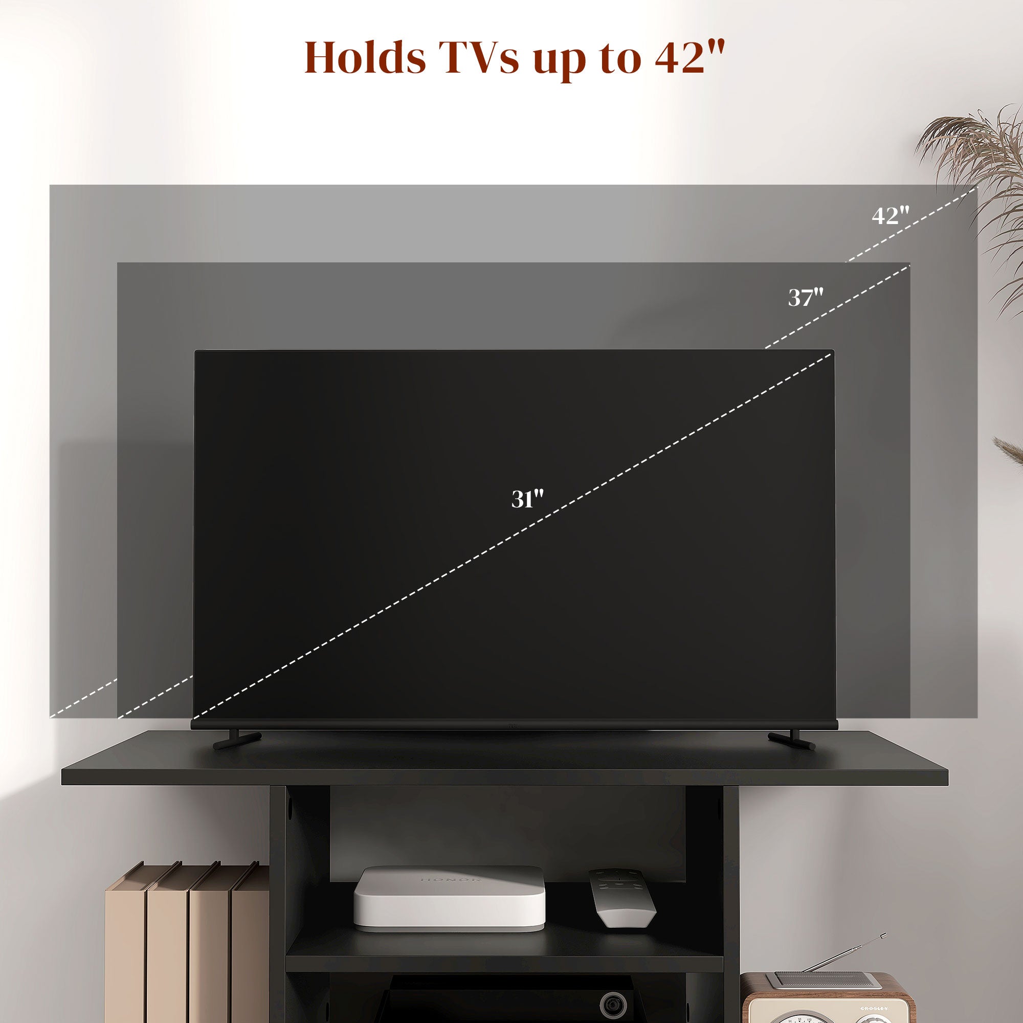 HOMCOM Modern TV Cabinet Stand Storage Shelves Table Mobile Bedroom Furniture Bookshelf Bookcase Black 