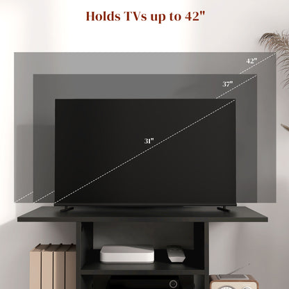 HOMCOM Modern TV Cabinet Stand Storage Shelves Table Mobile Bedroom Furniture Bookshelf Bookcase Black 