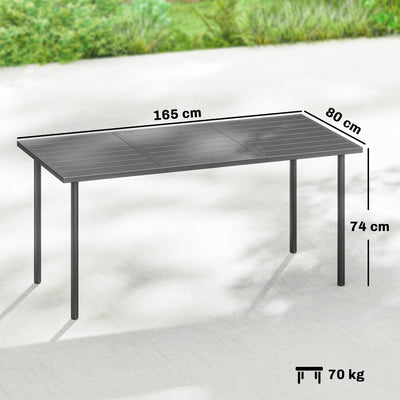 Outsunny Garden Dining Table for 6 Person, 165 x 80 cm Rectangular Outdoor Dining Table with Slatted Top 