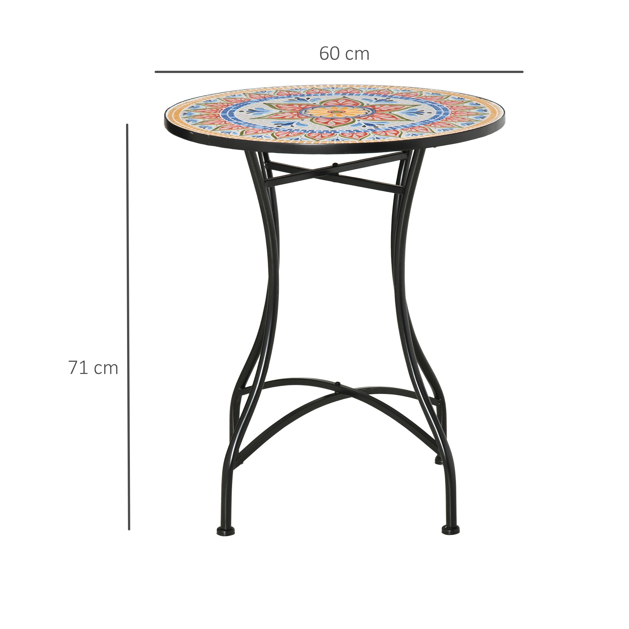 Outsunny Φ60cm Mosaic Outdoor Patio Table - Red 