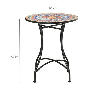 Outsunny Φ60cm Mosaic Outdoor Patio Table - Red 
