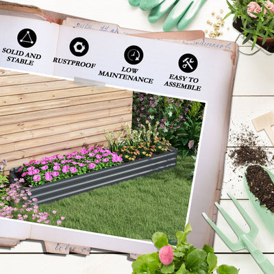 Outsunny 60 x 240cm Galvanised Steel Planter, with Open Bottom 