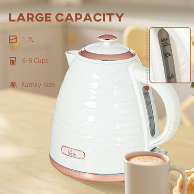 HOMCOM 3kW Rapid Boil Honeycomb Kettle - Cream 