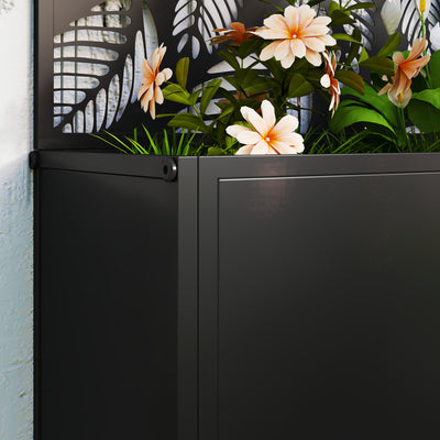 Outsunny Outdoor Metal Planter, with Back Trellis - Black 