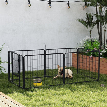 PawHut 6 Panels Dog Playpen, Portable Detachable Puppy Pen with Door, for Small Dogs, 60cm High, Black 