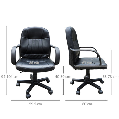 HOMCOM Swivel Executive Office Chair, PU Leather Computer Desk Chair with Adjustable Height, Wheels, Black 