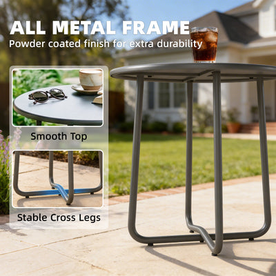 Outsunny 48 cm Round Garden Side Table, Small Metal Outdoor Garden Table with Rolled Edge, Dark Grey 