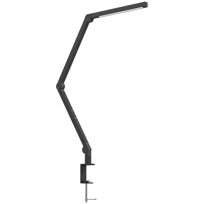 HOMCOM LED Desk Lamp, Dimmable Desk Light with Swing Arm and Clamp, Adjustable Eye-Caring Table Lamp with 2 Colour Modes & 5 Brightness Levels for Study, Drawing, Office, Architect, Task, Black 