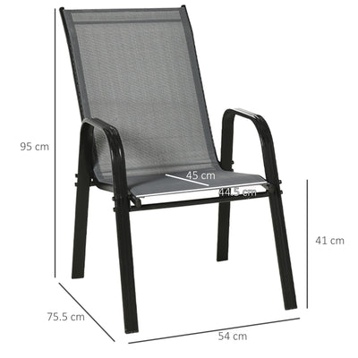 Outsunny Set of Four Stackable Mesh Seat Chairs - Dark Grey 