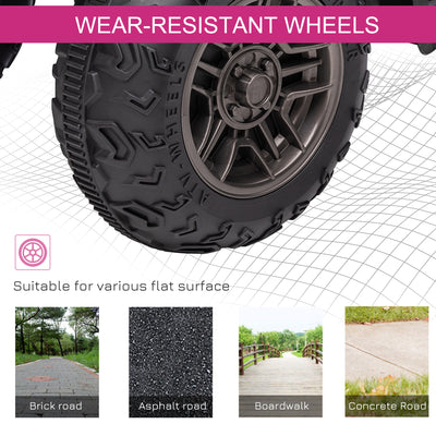 HOMCOM 12V Kids Quad Bike with Forward, Reverse Functions, Ride-On ATV w/ Music, LED, Headlights, for Ages 3-5 Years - Pink 