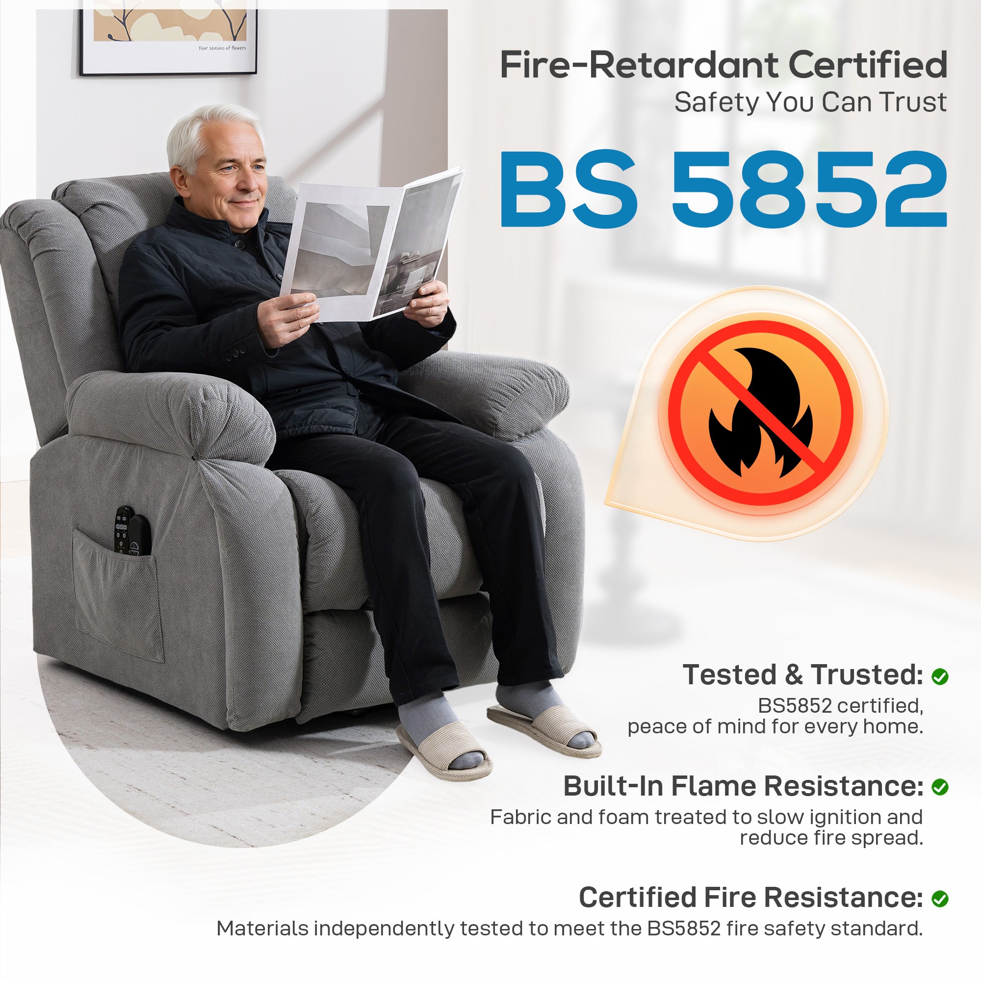 HOMCOM Recliner Armchair Lift Chair, Electric Recliner Chair with Vibration Massage and Heat, Wide Seat, USB Port, Light Grey 