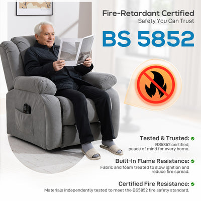 HOMCOM Recliner Armchair Lift Chair, Electric Recliner Chair with Vibration Massage and Heat, Wide Seat, USB Port, Light Grey 