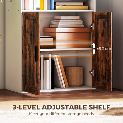 HOMCOM 5-Tier Bookcase with Adjustable Shelf - Rustic Brown 