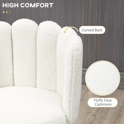 HOMCOM Bar Stools Set of 2, Faux Cashmere Upholstered Breakfast Bar Chairs, Modern Kitchen Stools with Backs, Footrest and Steel Base, Cream 