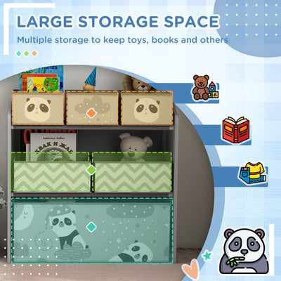 ZONEKIZ Kids Storage Unit, Toy Storage Organiser, with Six Fabric Bins, for Bedrooms, Playrooms, Nurseries - Grey 