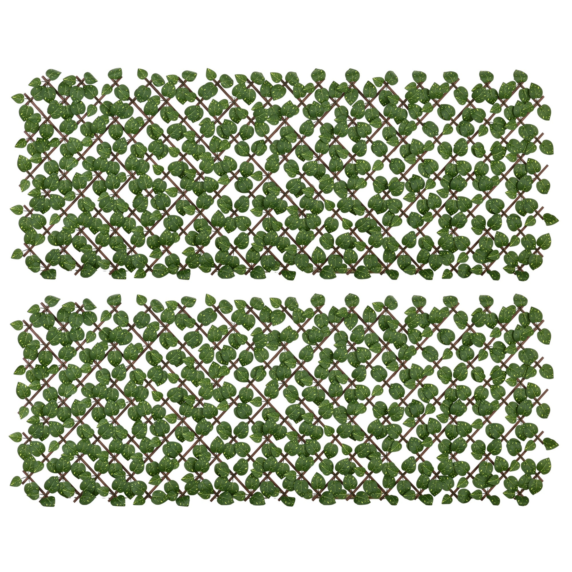 Outsunny Set of 2 Expandable Artificial Trellis Hedges – Realistic Leaf Privacy Screen, 2 x 1 m 