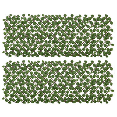 Outsunny Set of 2 Expandable Artificial Trellis Hedges – Realistic Leaf Privacy Screen, 2 x 1 m 