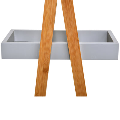 kleankin Bathroom Storage Shelves, 3-Tier Slim Shelving Unit, Freestanding Bamboo Shelf Unit, A Frame Space Saver Toilet Rack, Natural 