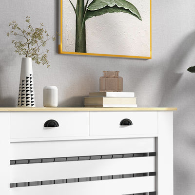 HOMCOM 95.5H x 111Wcm Radiator Cover, with Drawer - White 