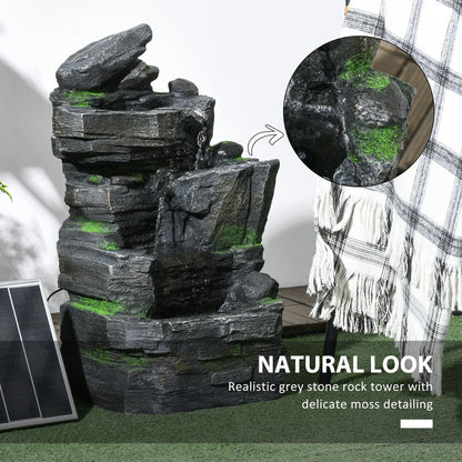 Outsunny Garden Water Feature with LED Lights - Dark Grey 