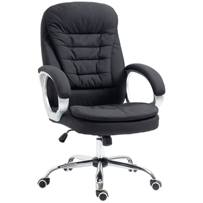 Vinsetto Executive Office Chair Task Chair for Home with Arm, Swivel Wheels, Linen Fabric, Black 