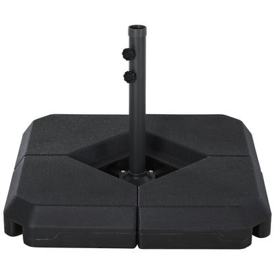 Outsunny 4PCs Fillable Parasol Base Weights with Steel Cross Base Garden Umbrella Stand 60L Water or 72kg Sand Filled Weights Plastic Black 