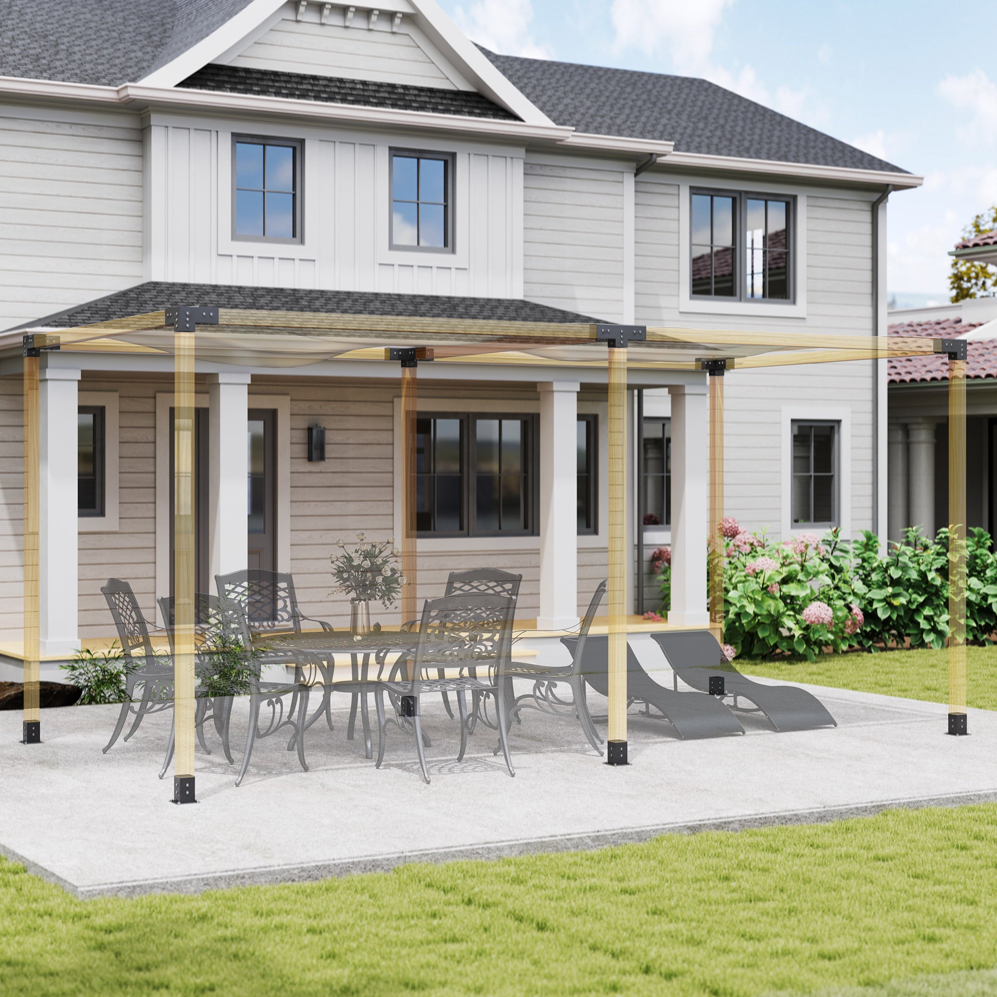 Outsunny 12PCS Pergola Kit, Pergola Brackets with 3-Way & 4-Way Corner Brackets for 9.6 x 9.6 cm (Actual 9.2 x 9.2 cm) Lumber 