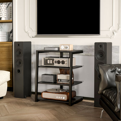 HOMCOM HiFi Stand, with Four Storage Shelves - Black 