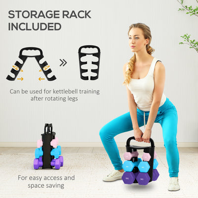 SPORTNOW Dumbbells Set with Storage Rack, 2 x 1kg, 2 x 3kg, 2 x 5kg, Pink 