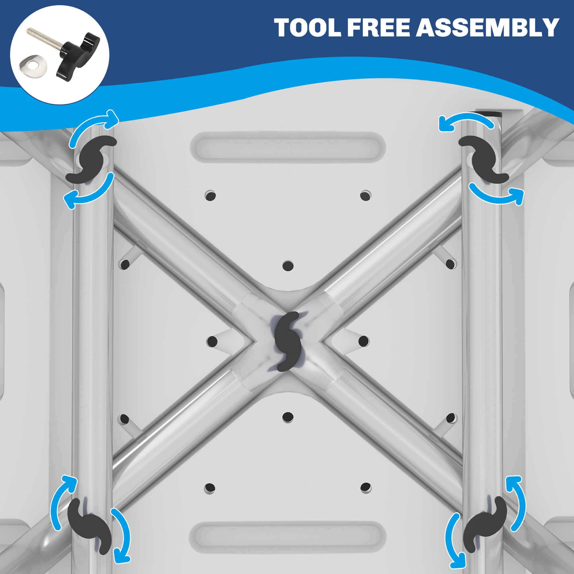 HOMCOM Shower Stool with Backrest, Height Adjustable Shower Chair with Anti-slip Foot Pads, Shower Head Holder, Light Blue 