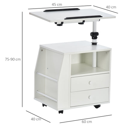 HOMCOM Functional Swivel Bedside Table End Table Side Table for Living Room Nightstand for Bedroom 