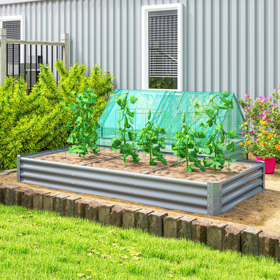 Outsunny 240 x 120cm Galvanised Steel Open Planter - Silver 