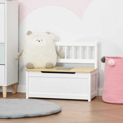 HOMCOM 2 In 1 Wooden Toy Box, Seat Storage Bench, Storage Chest Cabinet Organiser, with Safety Pneumatic Rod 